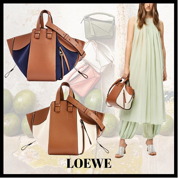 【ロエベ】新作◇smallハンモック 偽物 キャンバス&カーフ A538S35X27